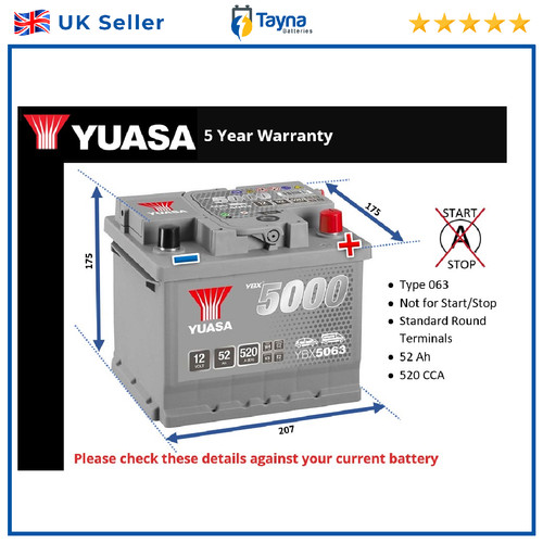 Car battery ybx5063 yuasa - ybx5063, 063